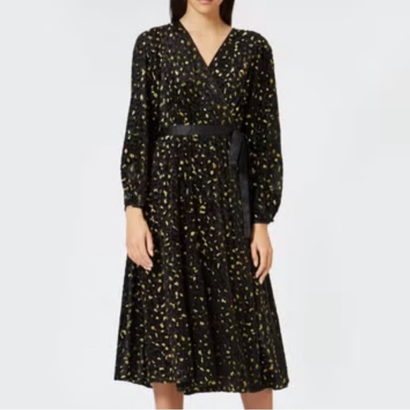 Diane Von Furstenberg Animal Print Semi Sheer Wrap Midi Dress - Picture 2 of 16